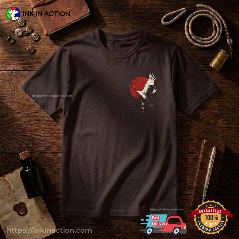 Japanese Crane and Moon Vintage Japan Tee Japanese Crane and Moon Vintage Japan Tee