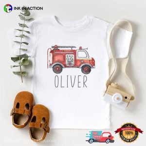Personalized Fire Truck Birthday Boy Cute Tee