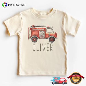 Personalized Fire Truck Birthday Boy Cute Tee 2 InkInAction.com