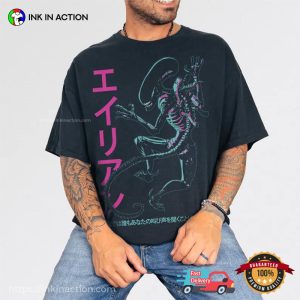 Retro Japanese Xenomorph Sci-fi Alien Horror Comfort Colors Shirt