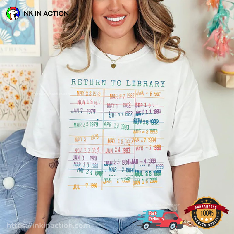 Return To Library, Library Date Stamp Comfort Colors Shirt