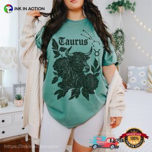 Rose And Bull Taurus Sign Comfort Colors Shirt