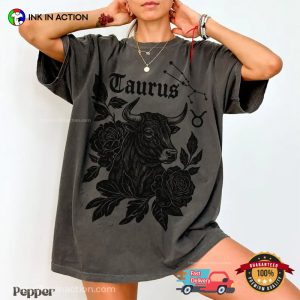 Rose And Bull Taurus Sign Comfort Colors Shirt