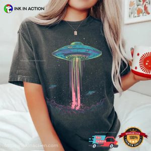 Sci fi Alien Abduction Art Comfort Colors Shirt InkInAction.com