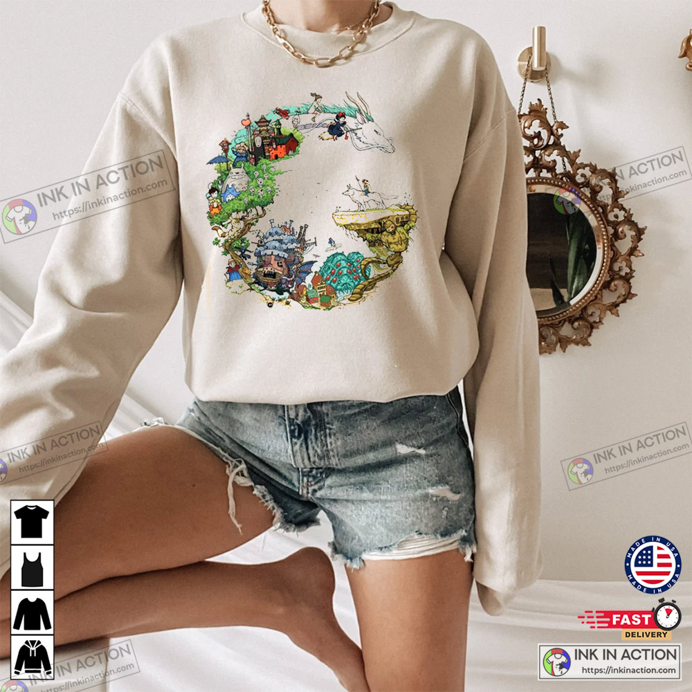 Studio Ghibli Anime Spirited Away Haku Dragon Sweatshirt Chihiro Shirt Totoro Sweatshirt Anime Shirt 4