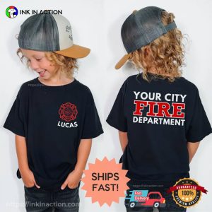 Your City Fire Department, Custom Firefighter Birthday Kid Shirt