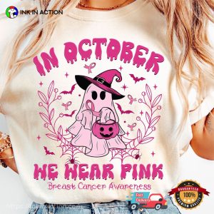 Breast Cancer Awareness Pink Ribbon Halloween Support Shirt 3 InkInAction.com