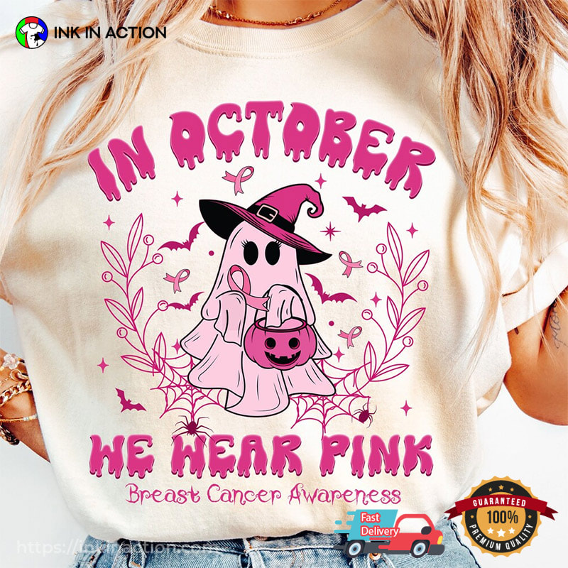 Breast Cancer Awareness Pink Ribbon Halloween Support Shirt Breast Cancer Awareness Pink Ribbon Halloween Support Shirt