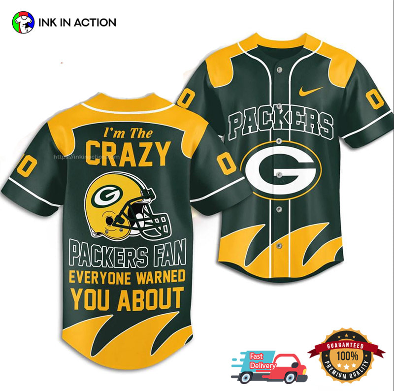 Crazy Fan NFL Green Bay Packers 2026 Baseball Jersey Crazy Fan NFL Green Bay Packers 2026 Baseball Jersey