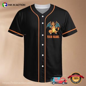 Custom Name Charizard Pokemon Baseball Jersey