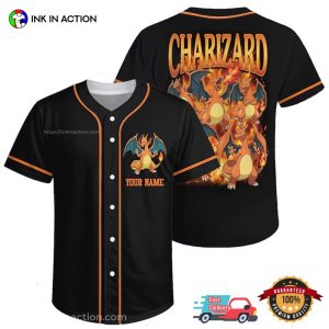 Custom Name Charizard Pokemon Baseball Jersey