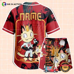 Custom Name Meowth Pokemon Rocket Team Baseball Jersey