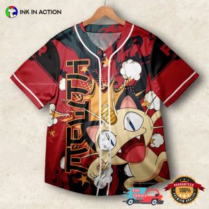 Custom Name Meowth Pokemon Rocket Team Baseball Jersey 2 InkInAction.com