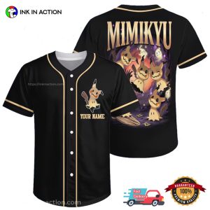 Custom Name Mimikyu Pokemon Baseball Jersey