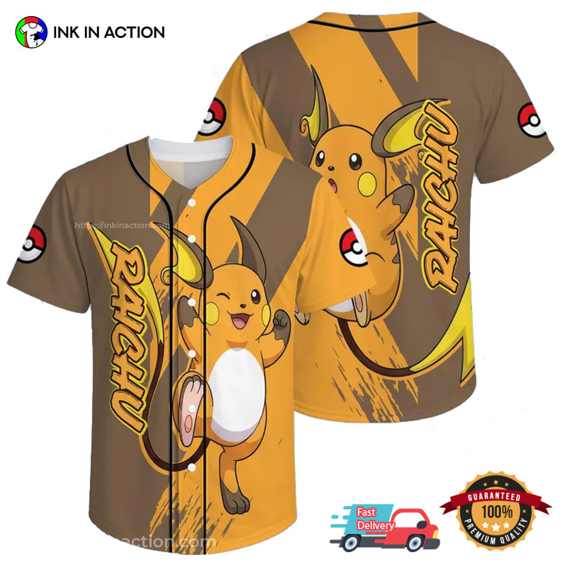Electric Raichu Pokemon Baseball Jersey Electric Raichu Pokemon Baseball Jersey