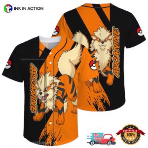 Fire Arcanine Pokemon Baseball Jersey