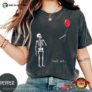 Funny Halloween Skeleton Red Balloon Comfort Colors Shirt