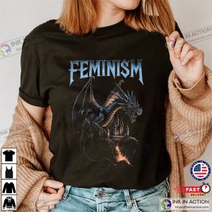 Gothic Fantasy Castle Dragon Feminism Empowerment Tee 1 InkInAction.com