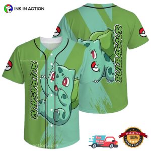 Grass Bulbasaur Pokemon Baseball Jersey