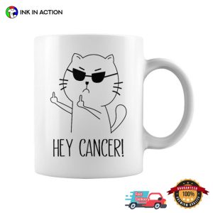 Hey Cancer Middle Finger Cat Meme Coffee Mug 3 InkInAction.com
