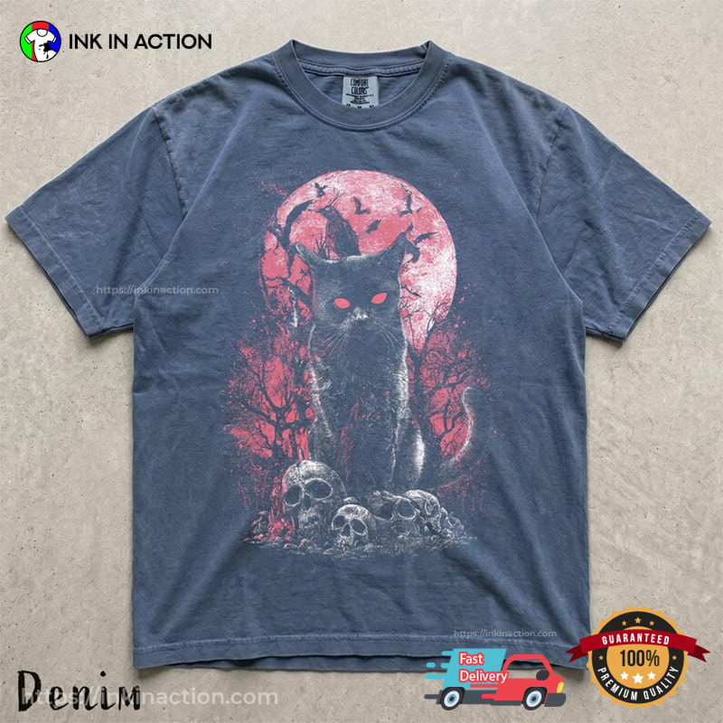 Horror Black Cat Blood Moon Halloween Graphic Comfort Colors Shirt Horror Black Cat Blood Moon Halloween Graphic Comfort Colors Shirt