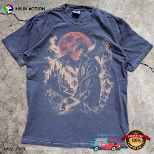 Medieval Dark Fantasy Dragon Blood Moon Comfort Colors Shirt