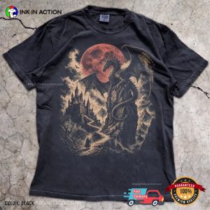 Medieval Dark Fantasy Dragon Blood Moon Comfort Colors Shirt 2 InkInAction.com