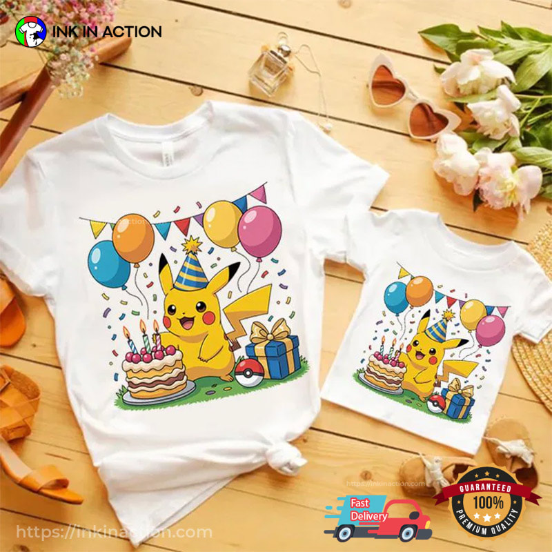 Pikachu Birthday Party Pokemon Graphic Tees Pikachu Birthday Party Pokemon Graphic Tees