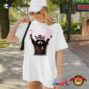 Raccoon Breast Cancer Support Pink Ribbon Comfort Colors Shirt Raccoon Breast Cancer Support Pink Ribbon Comfort Colors Shirt