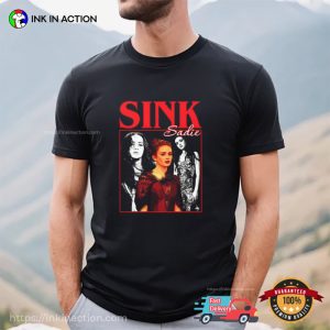 Sadie Sink In Red Dress Fan Collage Shirt