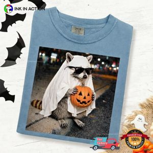 Spooky Ghost Raccoon trick r treat Comfort Colors Shirt 2 InkInAction.com
