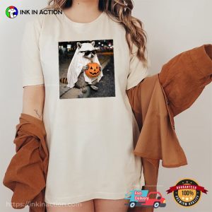 Spooky Ghost Raccoon trick r treat Comfort Colors Shirt InkInAction.com