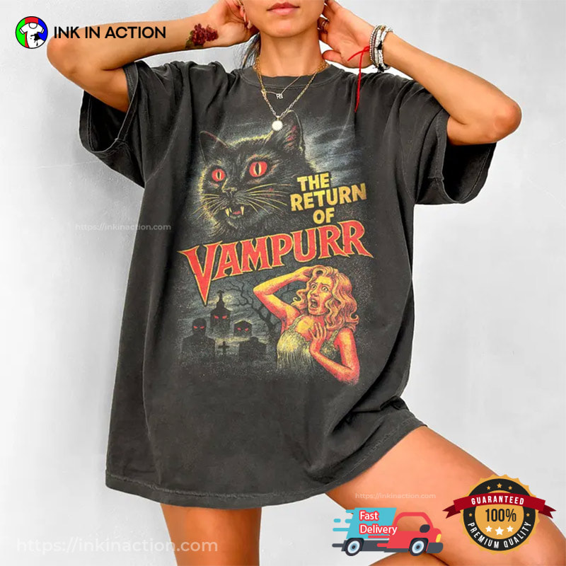 The Return Of Vampurr Funny Vampire Cat Halloween Comfort Colors Shirt