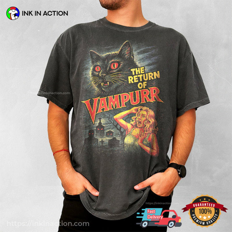 The Return Of Vampurr Funny Vampire Cat Halloween Comfort Colors Shirt