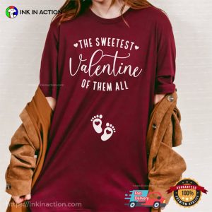 The Sweetest Valentine Of Them All, Pregnant Valentine Comfort Colors Shirt 3 InkInAction.com