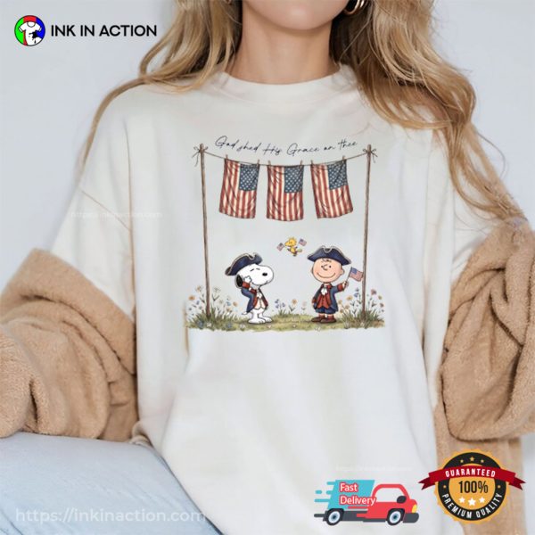 god shed his grace on thee Patriotic Snoopy America 250 Years Comfort Colors Shirt 1 InkInAction.com 600x600