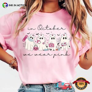 In October We Wear Pink Halloween Ghost Nurse Comfort Colors Shirt