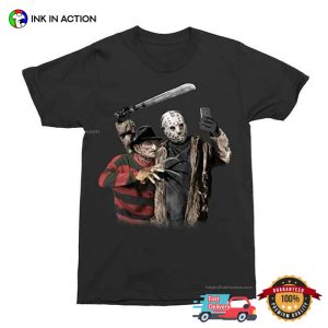 Jason Voorhees and Freddy Krueger Selfie halloween graphic shirts 3 InkInAction.com