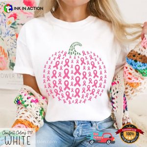 Pumpkin pink ribbon breast cancer awareness Comfort Colors Shirt 1 InkInAction.com