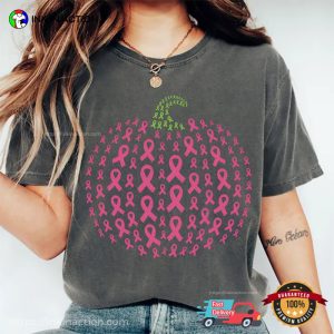 Pumpkin pink ribbon breast cancer awareness Comfort Colors Shirt 2 InkInAction.com