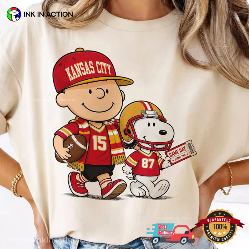 Snoopy And Charlie KC Chiefs Football Comfort Colors Shirt Snoopy And Charlie KC Chiefs Football Comfort Colors Shirt