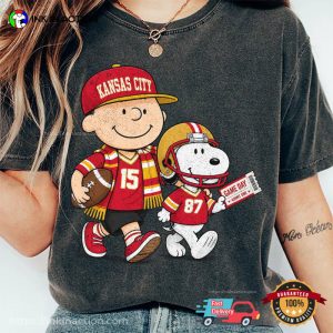 Snoopy And Charlie KC Chiefs Football Comfort Colors Shirt