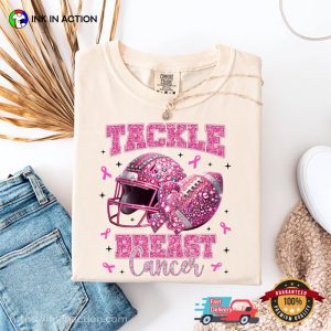 Tackle Breast Cancer, Football Cancer Fighter Comfort Colors Shirt