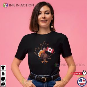 Turkey With Canada Flag Cute Canada Thanksgiving Day Shirt
