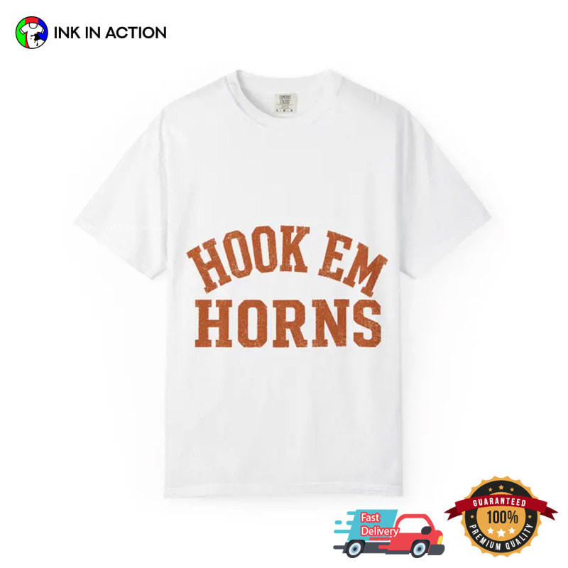 Vintage Hook Em Horns Comfort Colors Shirt, Texas Football Clothing Vintage Hook Em Horns Comfort Colors Shirt, Texas Football Clothing