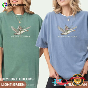We Fight At Dawn, Breast Cancer Warrior Frog Meme Comfort Colors Shirt