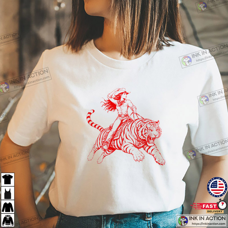 Cowgirl Riding Tiger, Ginger Cowgirl Shirt Cowgirl Riding Tiger, Ginger Cowgirl Shirt