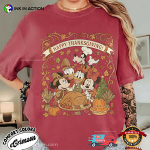 Disney Happy Thanksgiving Mickey And Friends Comfort Colors Shirt 2 InkInAction.com