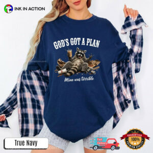God’s Got A Plan, Mine Was Terrible Funny Raccoon Meme Comfort Colors Shirt
