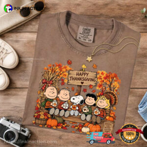 Happy Thanksgiving, Cartoon Snoopy Thanksgiving Comfort Colors Shirt